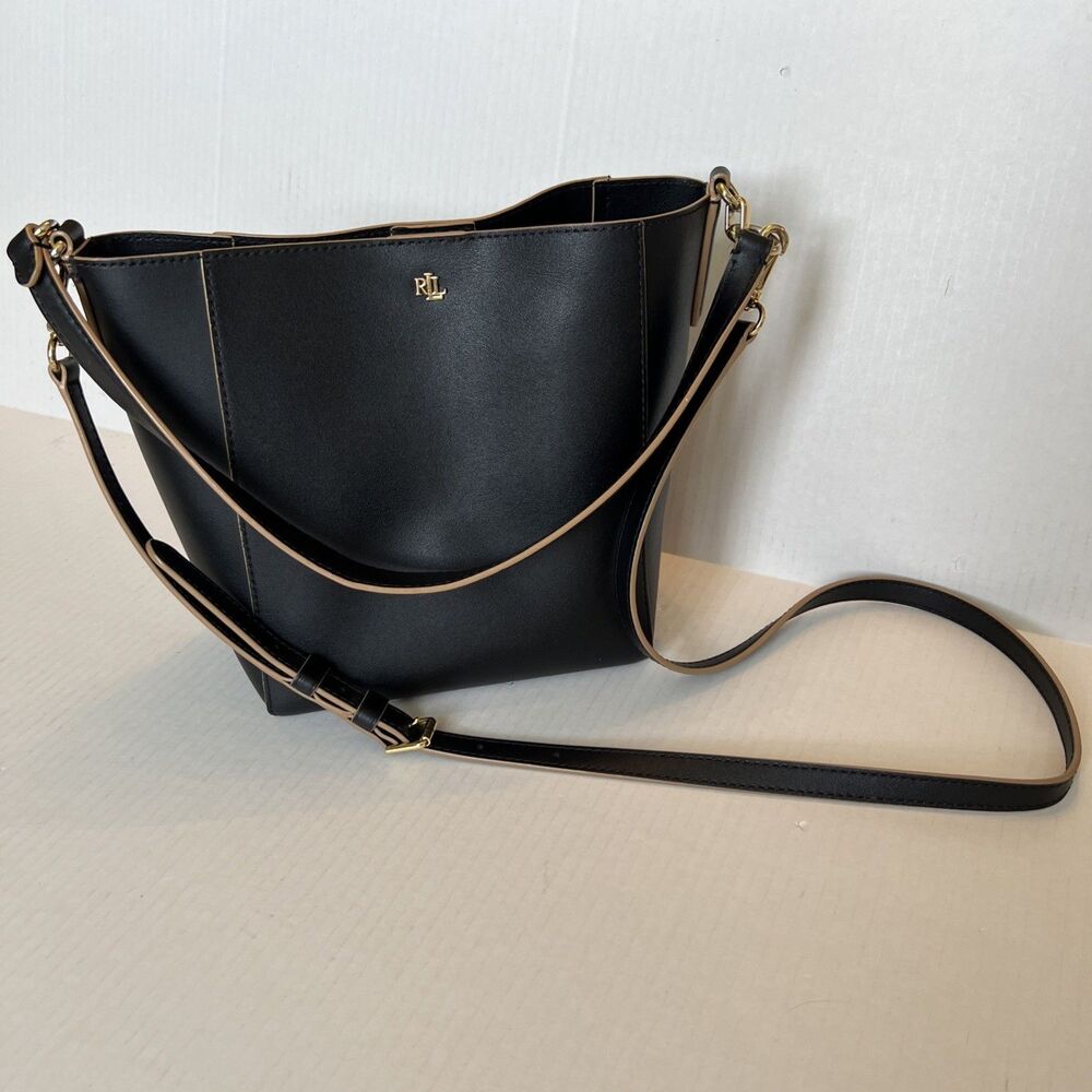 Lauren Ralph Lauren Shoulder Black Bag Purse Leather Crossbody EUC